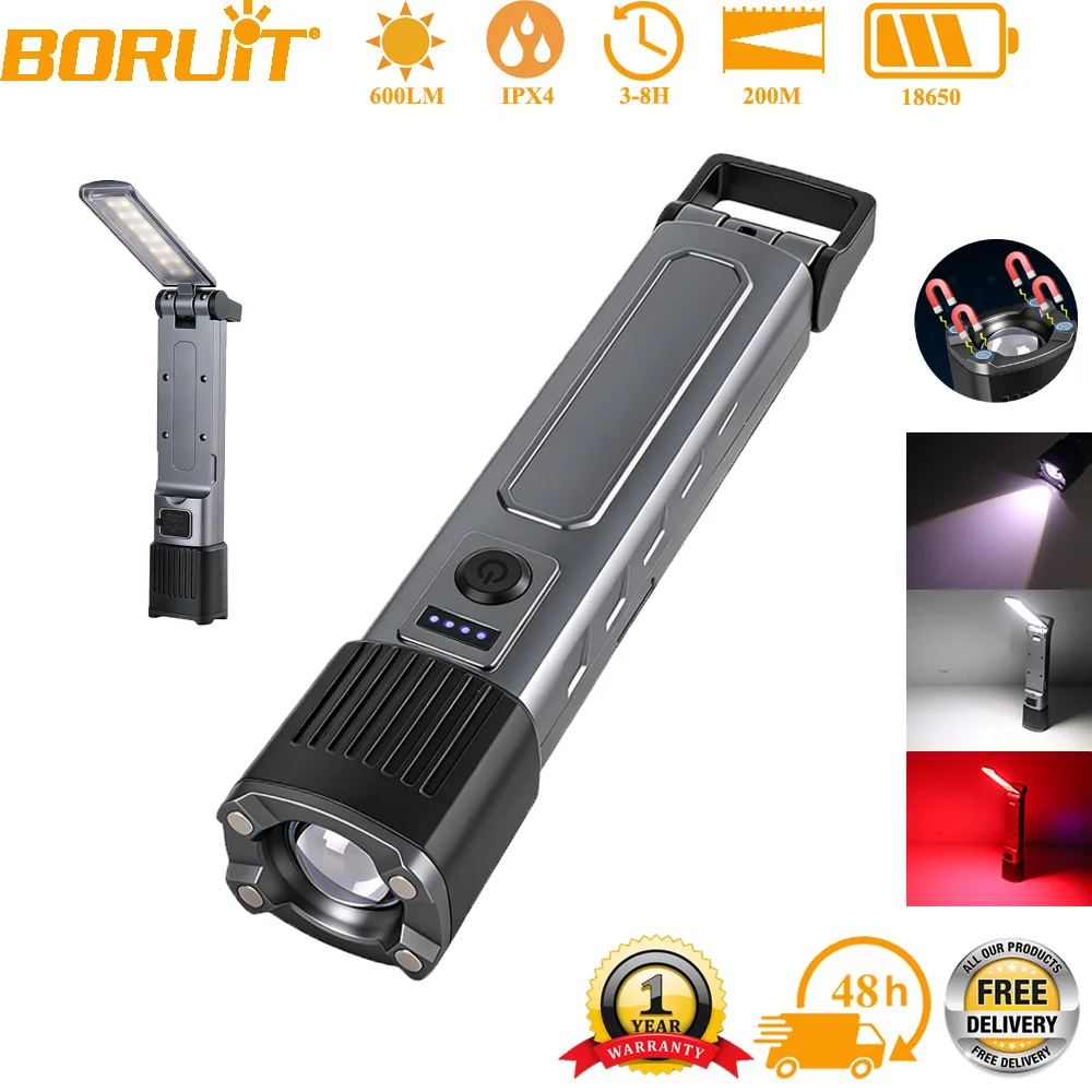 Светодиодный фонарик BORUiT 600LM, 6 режимов, мощный зум-фонарь, перезаряжаемый, 18650, с крючком, для кемпинга, походов и активного отдыха на природе
Светодиодный фонарик BORUiT 600LM, 6 режимов, мощный зум-фонарь, перезаряжаемый, 18650, с крючком, для кемпинга, походов и активного отдыха на природе
