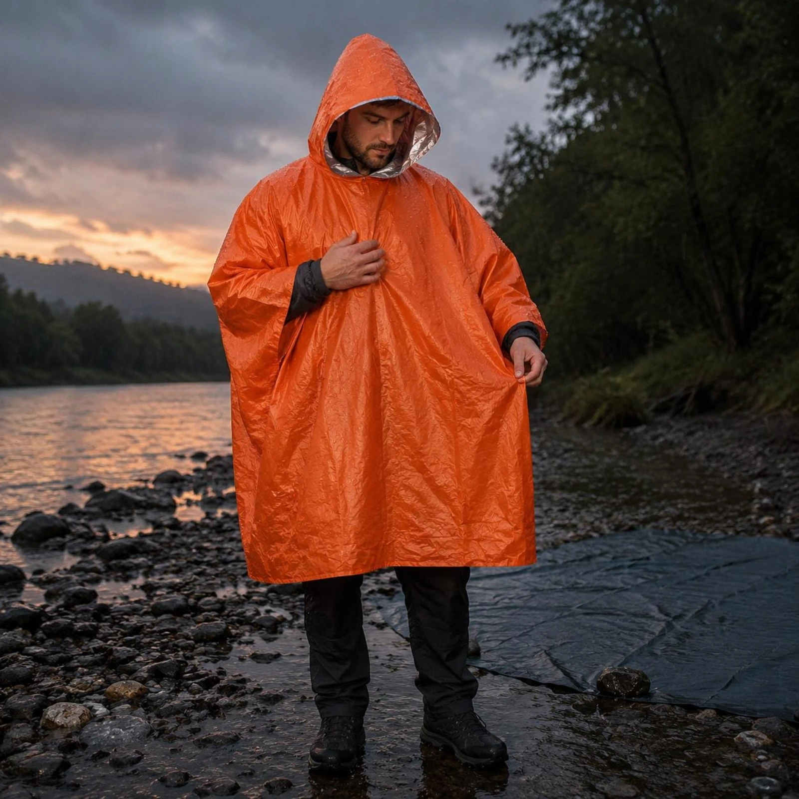 PE Foil Rain Poncho Waterproof Long Hooded Rain Poncho Outdoor Gear Compact Packable for Hiking
PE Foil Rain Poncho Waterproof Long Hooded Rain Poncho Outdoor Gear Compact Packable for Hiking