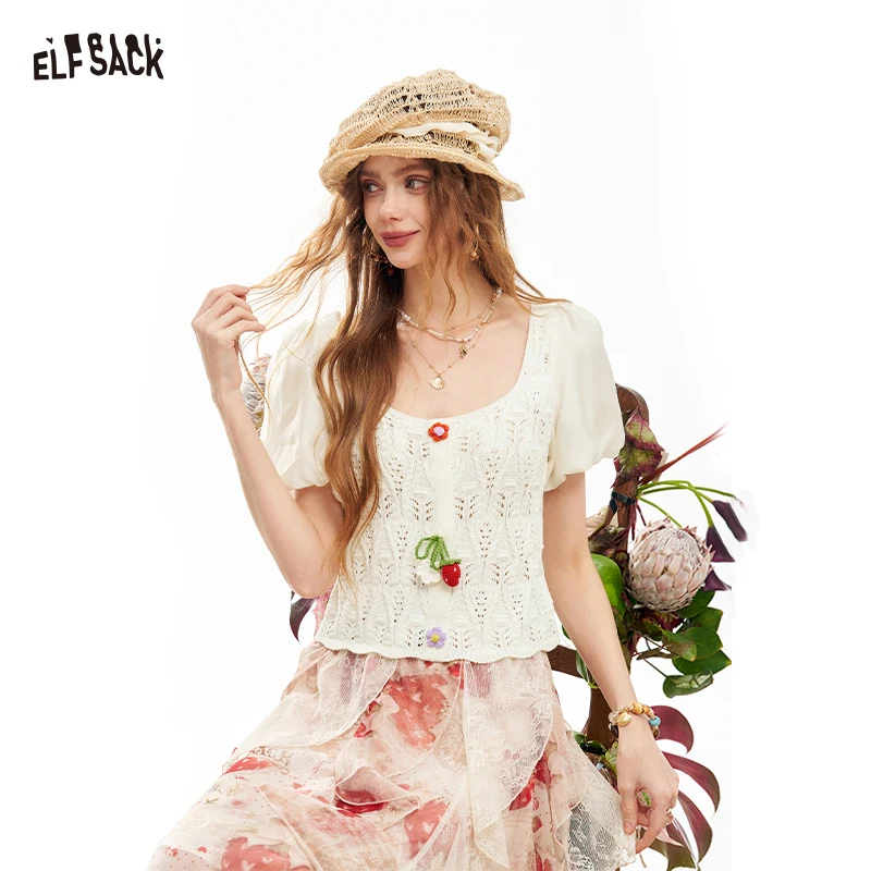 ELFSACK Handmade Crochet Flower Button Top, Gothic Court Texture Knit Blouse, Floral White Sweet Casual Top for Women
ELFSACK Handmade Crochet Flower Button Top, Gothic Court Texture Knit Blouse, Floral White Sweet Casual Top for Women