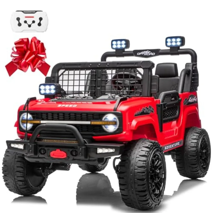 24V ride-on toys for big kids: 4WD electric car truck with 21 spacious 2-seater, remote control, shock absorbers, Bluetooth, 3-
24V ride-on toys for big kids: 4WD electric car truck with 21 spacious 2-seater, remote control, shock absorbers, Bluetooth, 3-