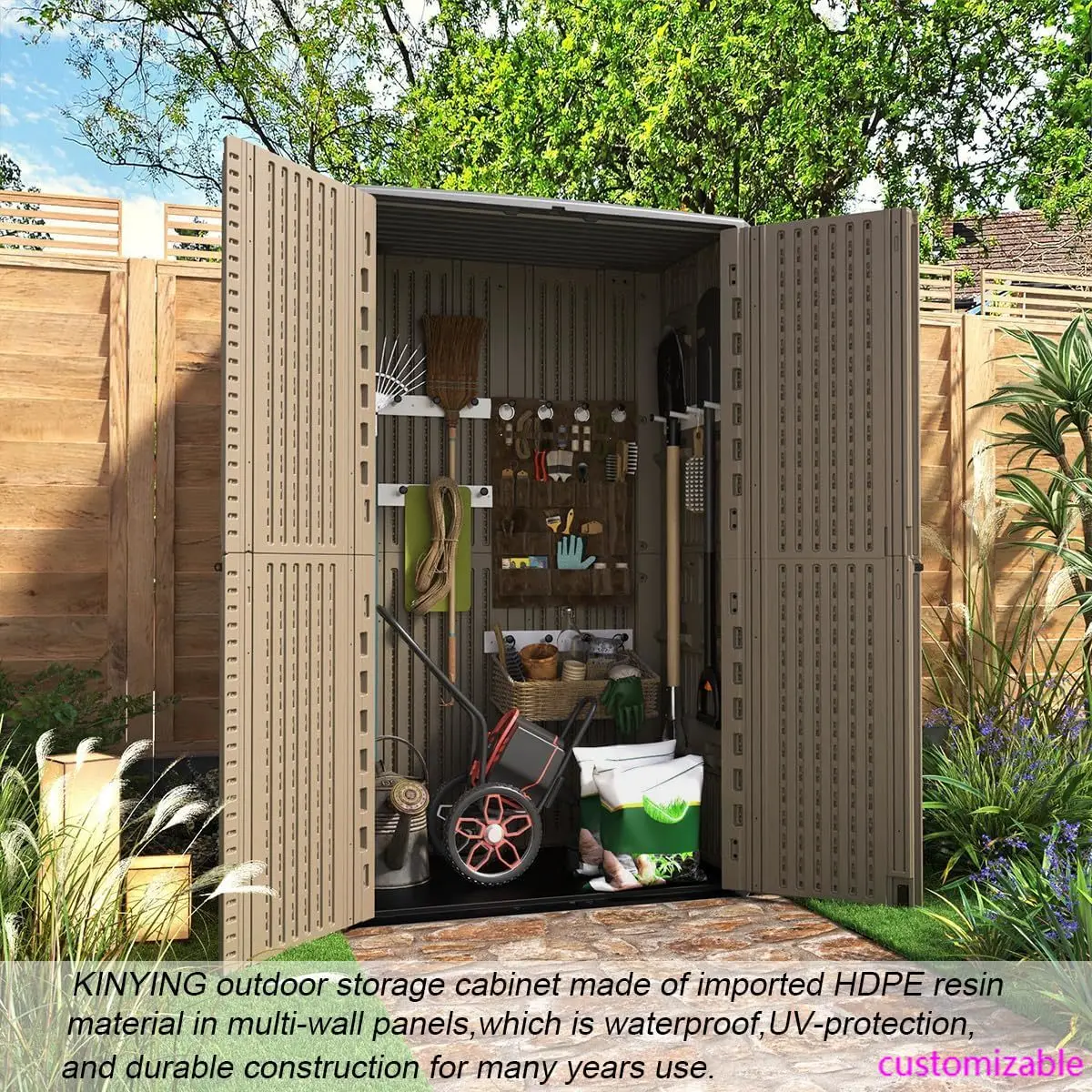 NEW Outdoor Storage Shed Waterproof, Resin Vertical Outdoor Storage Cabinet for Patio Furniture, (66 Cu.ft, Dark Brown) 
NEW Outdoor Storage Shed Waterproof, Resin Vertical Outdoor Storage Cabinet for Patio Furniture, (66 Cu.ft, Dark Brown)