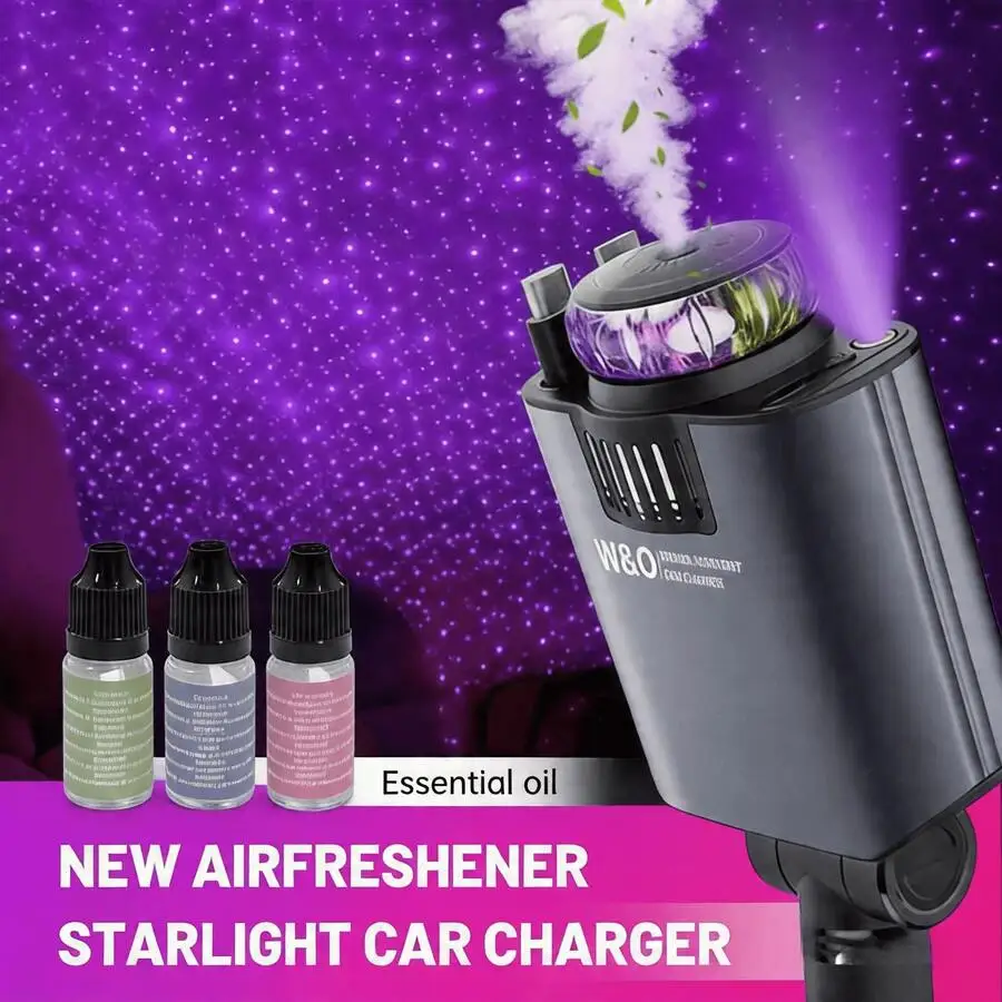 3-In-1 Car Charger With Aromatherapy Air Freshener And Starlight Ceiling Light
3-In-1 Car Charger With Aromatherapy Air Freshener And Starlight Ceiling Light