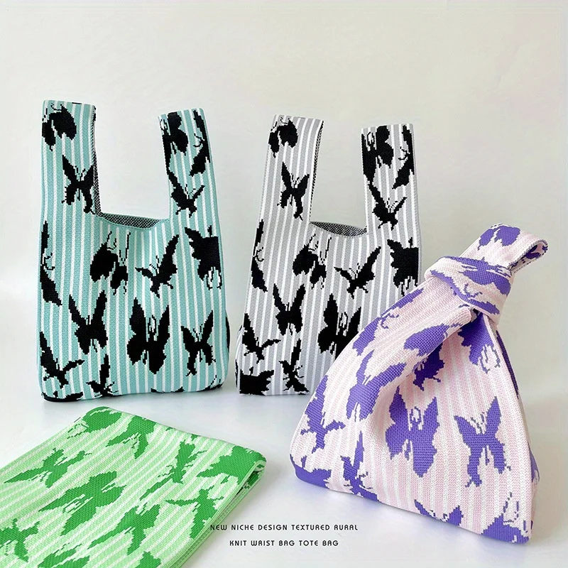 Small niche design butterfly knitted single shoulder tote bag, versatile and large capacity tote bag
Small niche design butterfly knitted single shoulder tote bag, versatile and large capacity tote bag