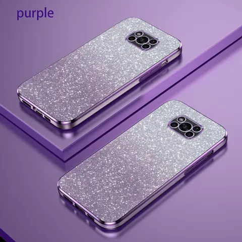 Xiaomi POCO X3 Pro vaka POCO X3 telefon kılıfı Poco X3 NFC kapak lüks degrade Glitter kaplama silikon arka kapak Funda