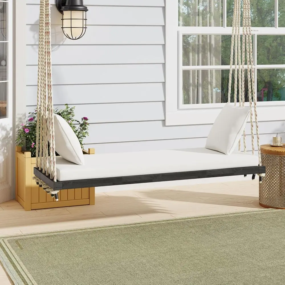 Acacia Wood Swing Chair with Cushion and Pillows, 400lb Capacity, Outdoor Patio Hanging Bench for Garden and Porch Seating
Acacia Wood Swing Chair with Cushion and Pillows, 400lb Capacity, Outdoor Patio Hanging Bench for Garden and Porch Seating