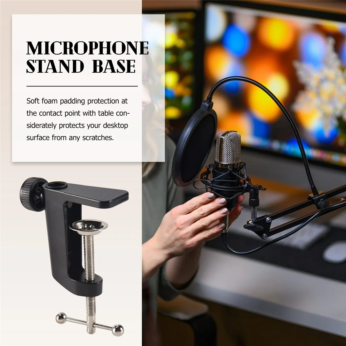 Heavy-Duty Metal Table Mounting Clamp for Microphone Suspension Boom Scissor Arm Stand Holder ABVD
Heavy-Duty Metal Table Mounting Clamp for Microphone Suspension Boom Scissor Arm Stand Holder ABVD