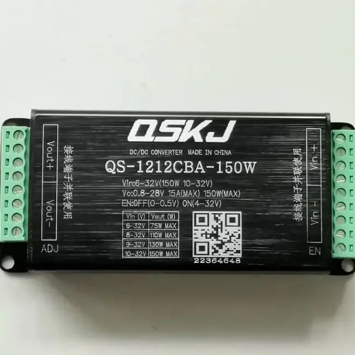 QS-1212CBA-150W 150 Вт DC-DC 6-32 В до 0,8-28 В повышающий понижающий преобразователь, регулятор мощности
QS-1212CBA-150W 150 Вт DC-DC 6-32 В до 0,8-28 В повышающий понижающий преобразователь, регулятор мощности