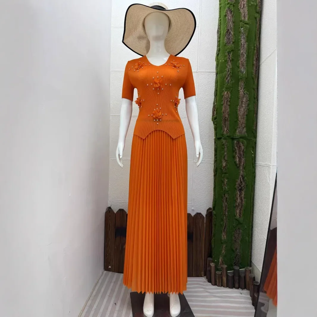 Miyake Pleated Flower Solid Color Top Set 2025 Summer New Loose Elegant Irregular Two-piece Set Women
Miyake Pleated Flower Solid Color Top Set 2025 Summer New Loose Elegant Irregular Two-piece Set Women