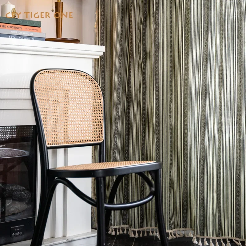 American Cotton Linen Green Stripe Curtain Thick with Tassels Curtains for Living Room Valance for The Luxury Living Room
American Cotton Linen Green Stripe Curtain Thick with Tassels Curtains for Living Room Valance for The Luxury Living Room
