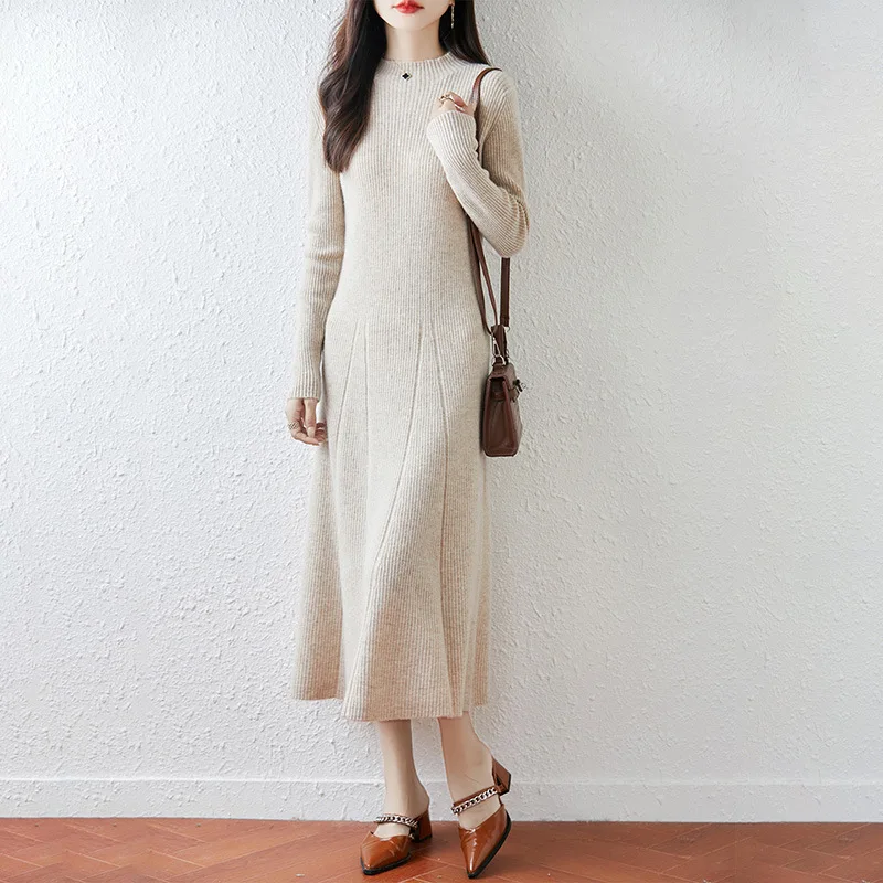 Autumn Winter New Wool Knitted Dress Women'S Long Sleeve Sweater Waist Slimming Long A-Line Dress
Autumn Winter New Wool Knitted Dress Women'S Long Sleeve Sweater Waist Slimming Long A-Line Dress