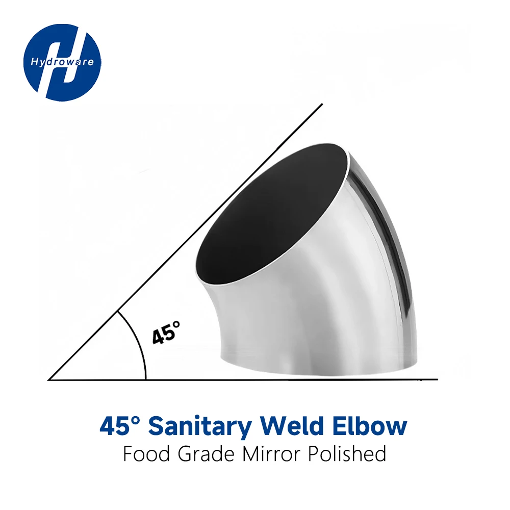 OD 19mm/25mm/32mm/38mm/45mm/51mm/63mm/76mm/102mm SS304/316 Stainless Steel Sanitary Welding 45 Degree Elbow Pipe Fitting
OD 19mm/25mm/32mm/38mm/45mm/51mm/63mm/76mm/102mm SS304/316 Stainless Steel Sanitary Welding 45 Degree Elbow Pipe Fitting