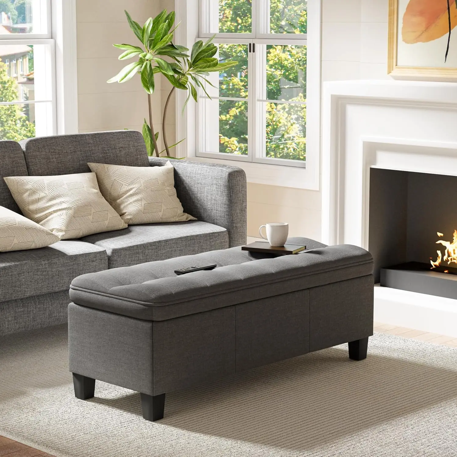 47 Inches Storage Ottoman with Legs, End of Bed Bench, Foot Rest for Couch, for Living Room, Bedroom, Customized
47 Inches Storage Ottoman with Legs, End of Bed Bench, Foot Rest for Couch, for Living Room, Bedroom, Customized