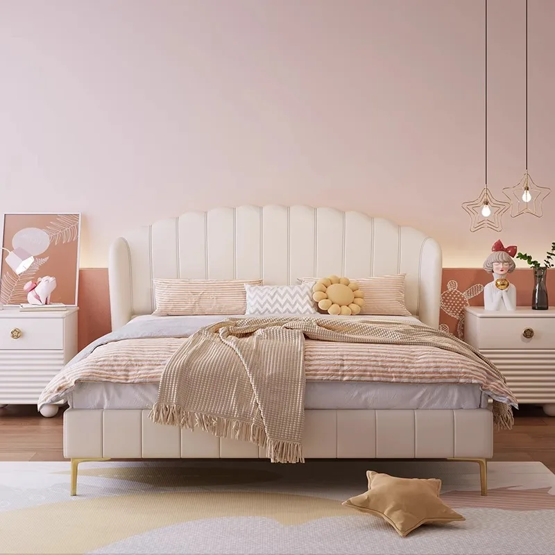 Creamy leather bed, simple modern and versatile bedroom, princess upholstered master bedroom, children
Creamy leather bed, simple modern and versatile bedroom, princess upholstered master bedroom, children