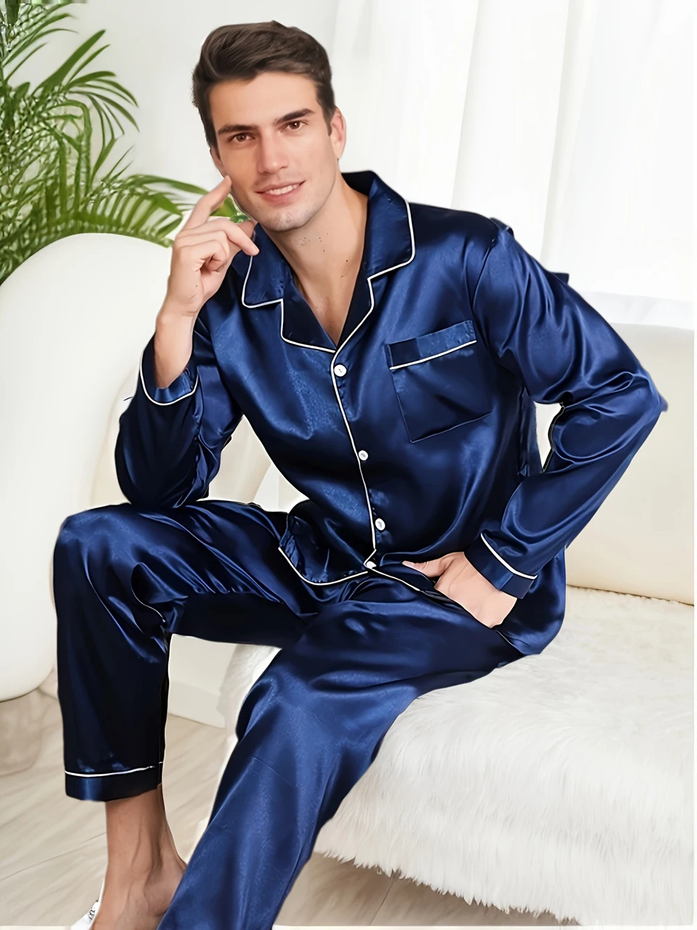 Men Pajama Sets Microfiber Sleepwear For Sleeping Man Shirt Silk Long Sleeve Pyjama Male Home Night Wear Plus Size Loungewear
Men Pajama Sets Microfiber Sleepwear For Sleeping Man Shirt Silk Long Sleeve Pyjama Male Home Night Wear Plus Size Loungewear