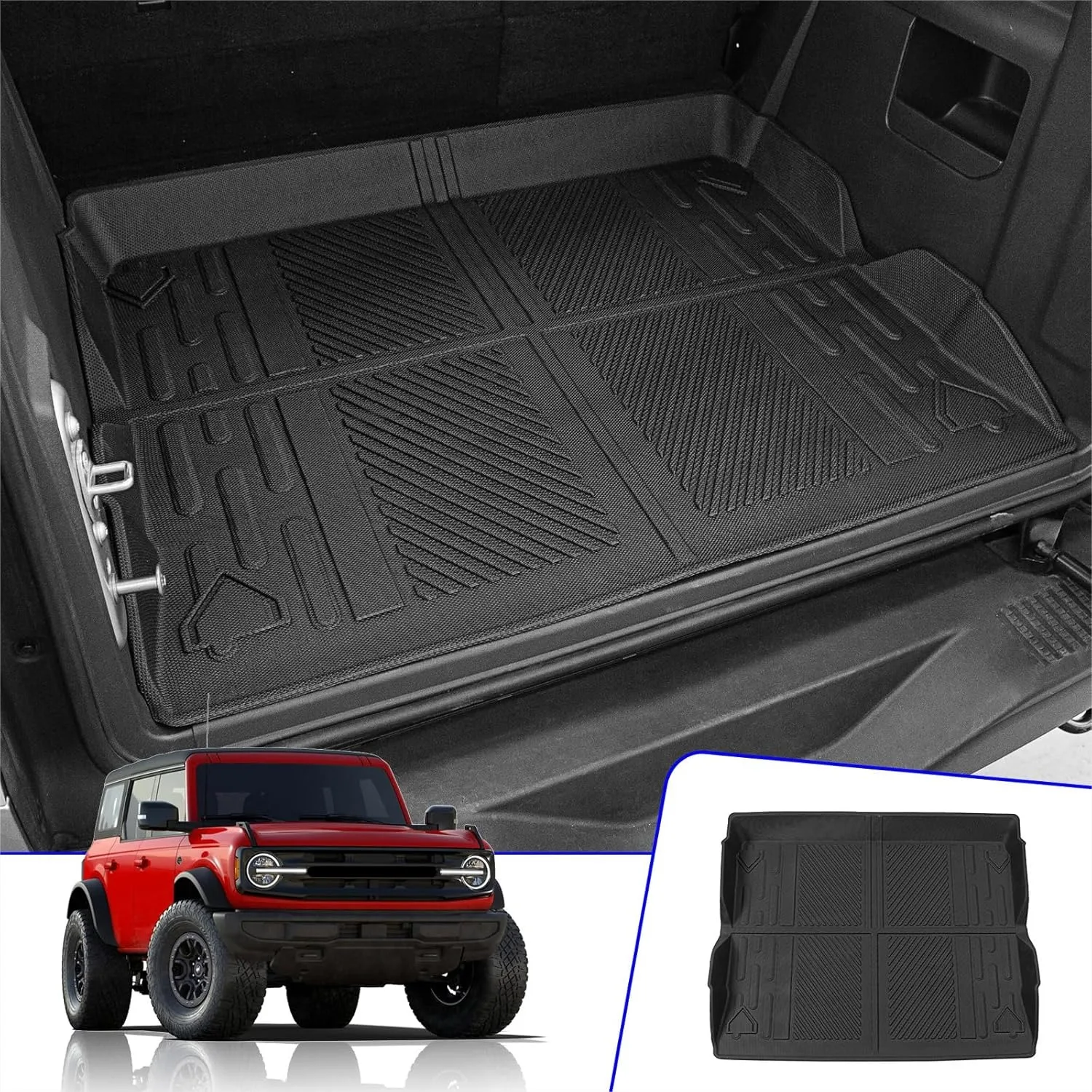 Cargo Mat Compatible with 2021-2026 Ford Bronco 4 Door Trunk Liner All Weather TPE Protection
Cargo Mat Compatible with 2021-2026 Ford Bronco 4 Door Trunk Liner All Weather TPE Protection