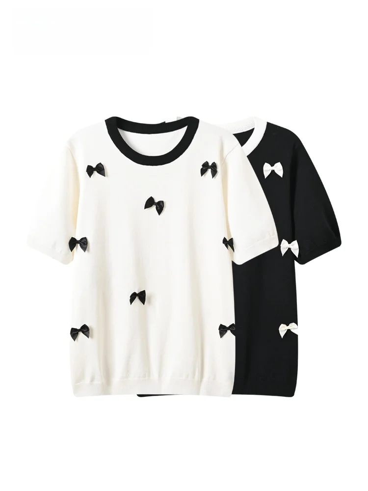 Korean Style plus Size Women's T-Shirt Short Sleeve round Neck Knot Splice Slimming Summer Fashion Top Ice Silk Kni...
Korean Style plus Size Women's T-Shirt Short Sleeve round Neck Knot Splice Slimming Summer Fashion Top Ice Silk Kni...