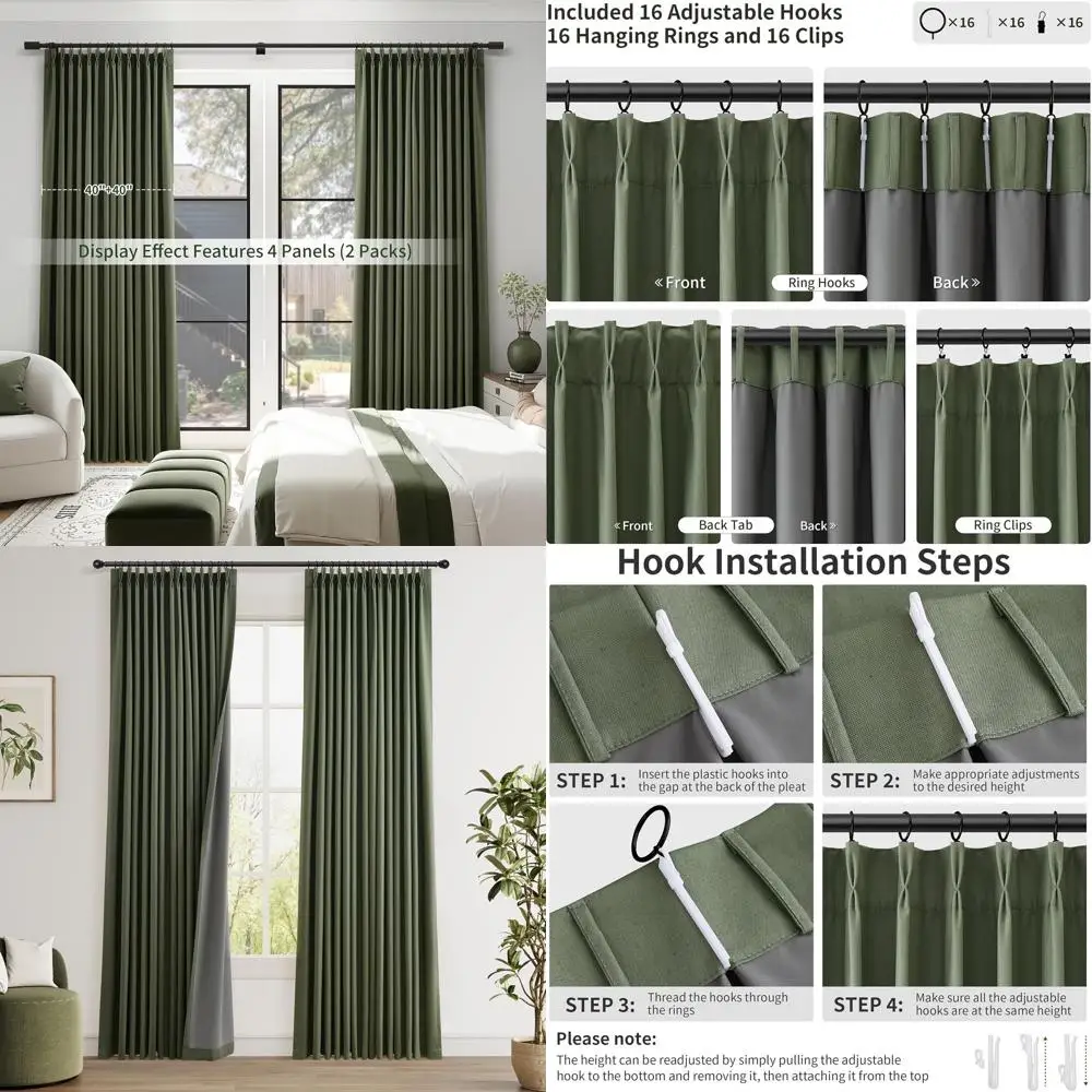 Green 90-Inch Blackout Linen Curtains with Back Tab and Rings for Bedroom and Living Room
Green 90-Inch Blackout Linen Curtains with Back Tab and Rings for Bedroom and Living Room
