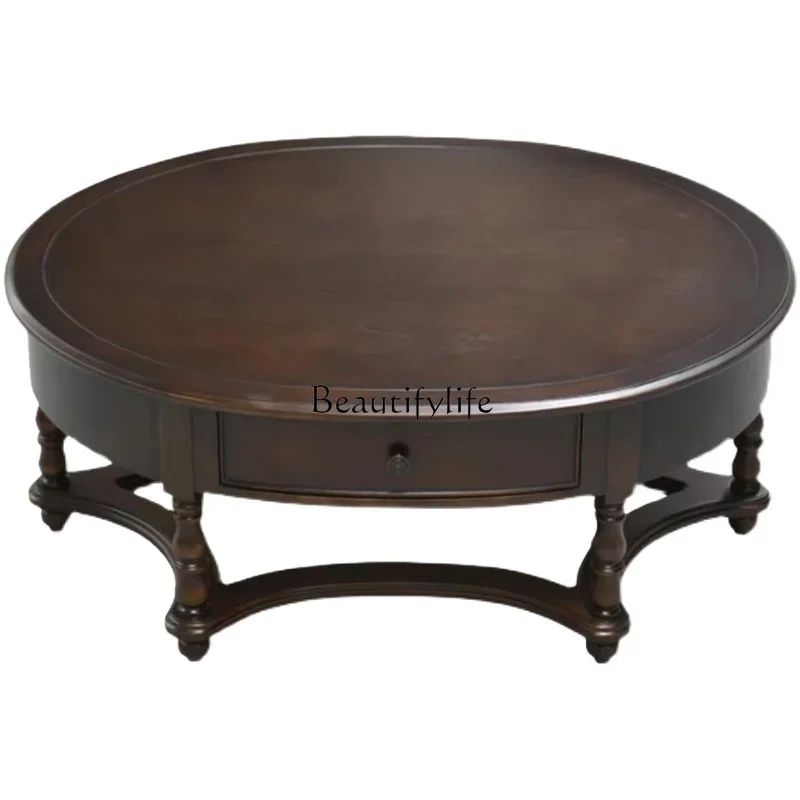 ls 35American art solid wood round coffee table living room small apartment coffee table tea table retro light luxury
ls 35American art solid wood round coffee table living room small apartment coffee table tea table retro light luxury
