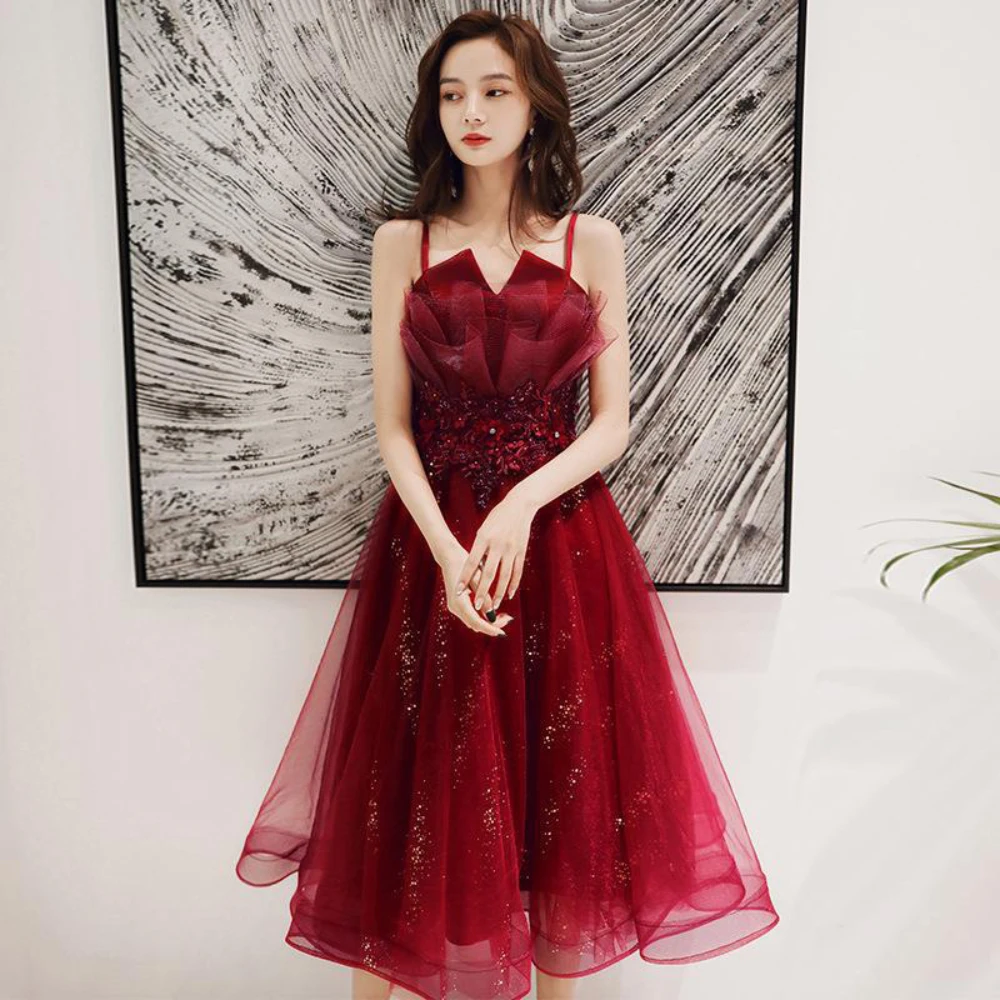 Quinceanera Dress for Women French Style Tulle A-Line Mid-Length Backless Spaghetti Strap Prom Gowns Wedding Party Dresses
Quinceanera Dress for Women French Style Tulle A-Line Mid-Length Backless Spaghetti Strap Prom Gowns Wedding Party Dresses