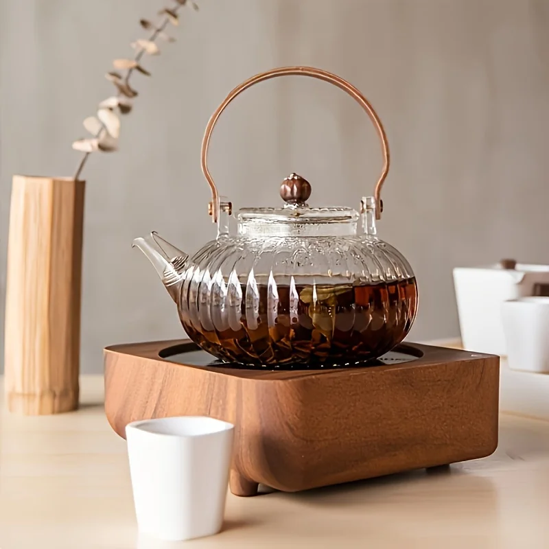 Striped Pumpkin Borosilicate Glass Teapot with Walnut Handle High Aesthetic Glass Tea Maker
Striped Pumpkin Borosilicate Glass Teapot with Walnut Handle High Aesthetic Glass Tea Maker