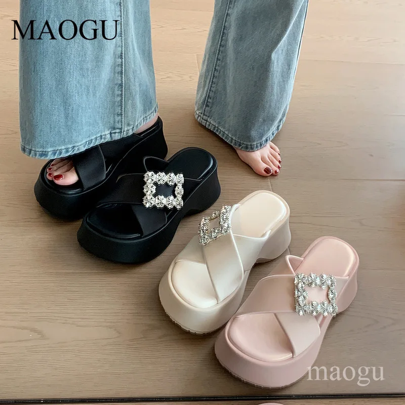 Women's Rhinestone Buckle Platform Wedge Slides Cross Strap Open Toe Summer Casual Slippers Fashion Ladies Sandalias Mujer
Women's Rhinestone Buckle Platform Wedge Slides Cross Strap Open Toe Summer Casual Slippers Fashion Ladies Sandalias Mujer