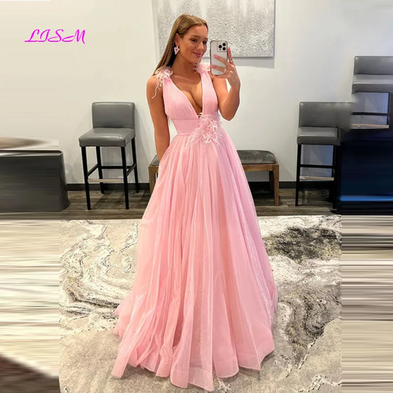 V-Neck Pink Tulle Long Prom Dresses Sweet Backless Formal Graduation Evening Dress Sleeves Party Gowns
V-Neck Pink Tulle Long Prom Dresses Sweet Backless Formal Graduation Evening Dress Sleeves Party Gowns