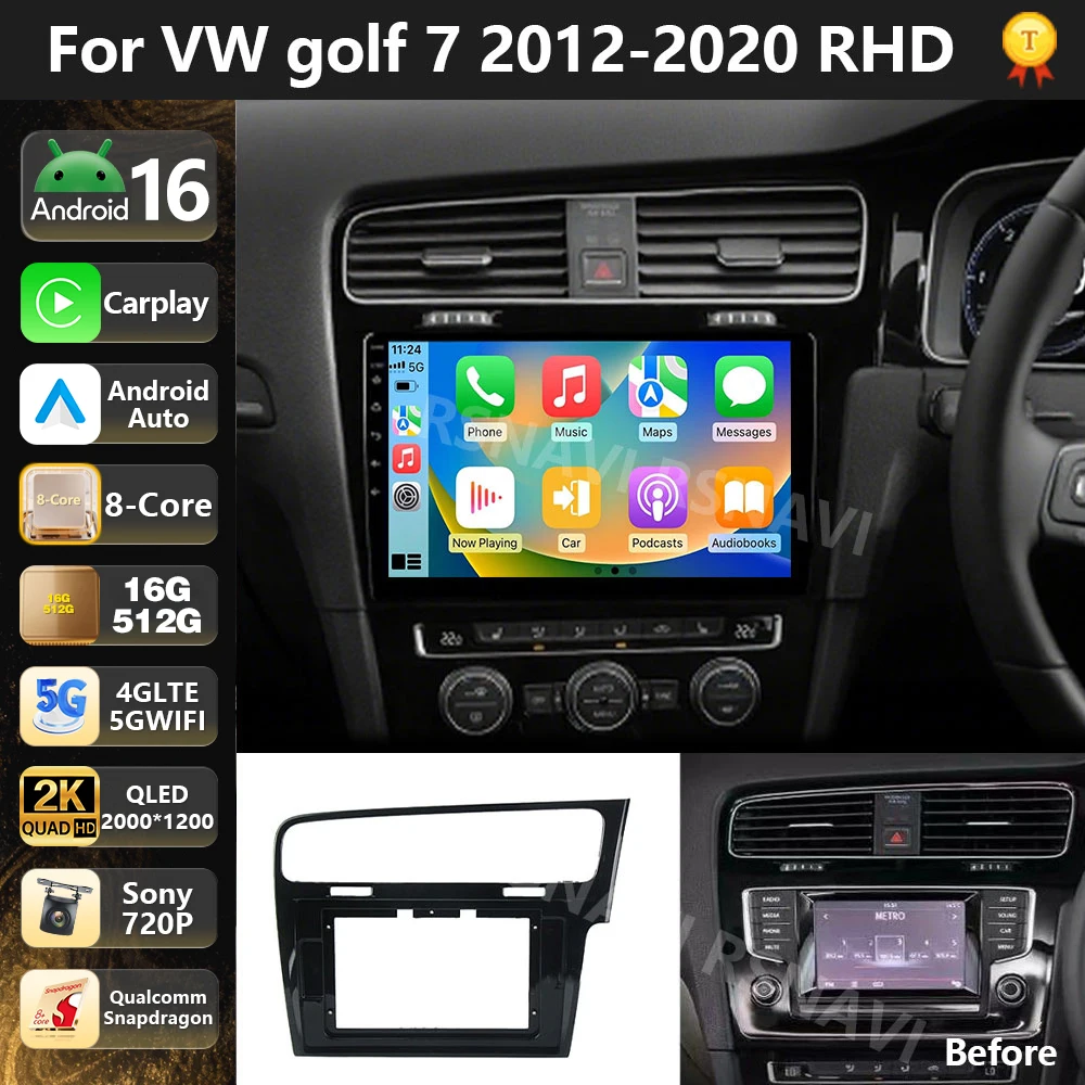 Qualcomm Android 16 Car Radio For Volkswagen VW Golf 7 MK7 GTI 2012 - 2021 Right Hand Drive RHD Carplay Auto Stereo Video Player
Qualcomm Android 16 Car Radio For Volkswagen VW Golf 7 MK7 GTI 2012 - 2021 Right Hand Drive RHD Carplay Auto Stereo Video Player