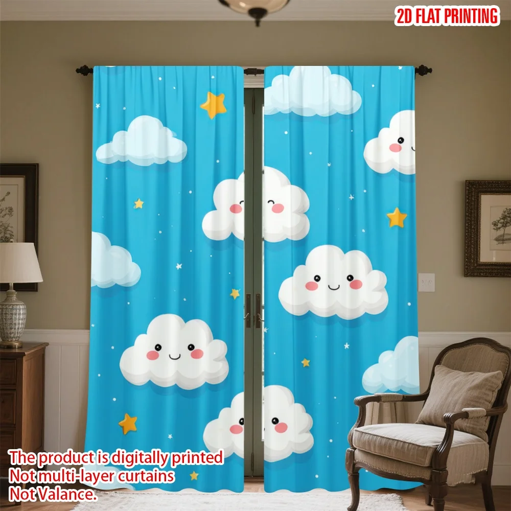 2D flat printing 2pcs Drapes Smiling Clouds and Stars Digital Printed Polyester Drapes All Season Party & Holiday Decor Use for
2D flat printing 2pcs Drapes Smiling Clouds and Stars Digital Printed Polyester Drapes All Season Party & Holiday Decor Use for