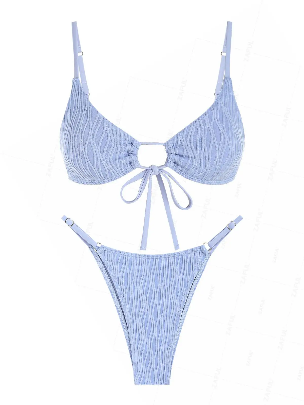 ZAFUL Women's Textured Drawstring Tie Spaghetti Strap Solid Color Tanga String Bikini Set Matching Two Piece Swimwear
ZAFUL Women's Textured Drawstring Tie Spaghetti Strap Solid Color Tanga String Bikini Set Matching Two Piece Swimwear