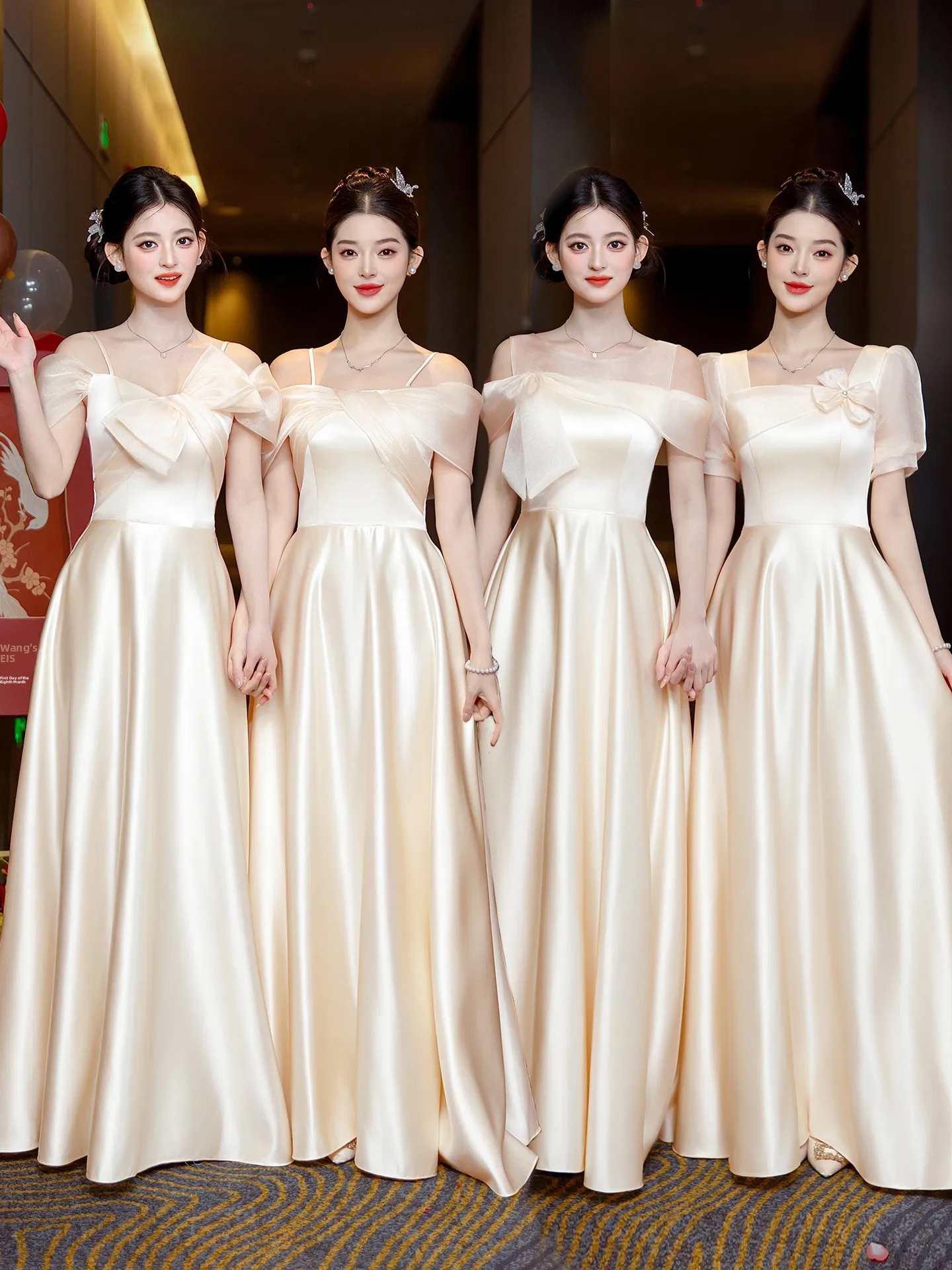 Champagne Satin Maids of Dresses Style Wedding Gowns with Belt Regular Sleeve Long Skirt Polyester F...
Champagne Satin Maids of Dresses Style Wedding Gowns with Belt Regular Sleeve Long Skirt Polyester F...