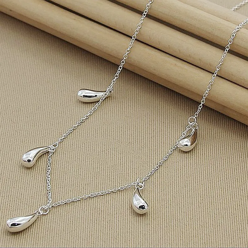 925 Sterling Silver Five Water Droplets/Raindrops Necklace Chain For Women Engagement Wedding Fashion Charm Jewelry
925 Sterling Silver Five Water Droplets/Raindrops Necklace Chain For Women Engagement Wedding Fashion Charm Jewelry