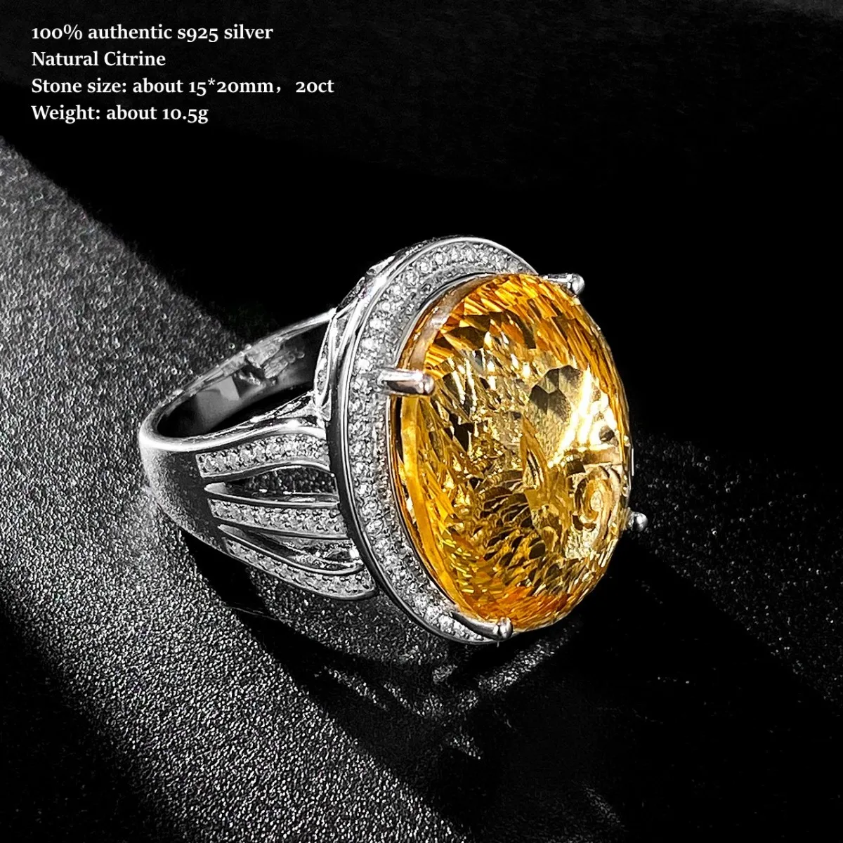 BOCAI S925 Silver Inlaid Natural Yellow Crystal Ring for Women Large Particles Elegant Temperament Birthday Gift
BOCAI S925 Silver Inlaid Natural Yellow Crystal Ring for Women Large Particles Elegant Temperament Birthday Gift