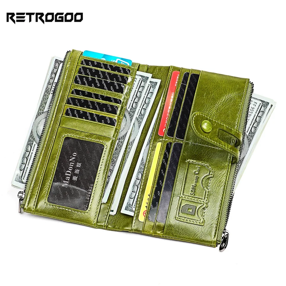 RETROGOO Vintage Leather Women Purse Fashion Long Top Quality Card Holder Female Classic Zipper Large Capacity Girls Money Bag
RETROGOO Vintage Leather Women Purse Fashion Long Top Quality Card Holder Female Classic Zipper Large Capacity Girls Money Bag