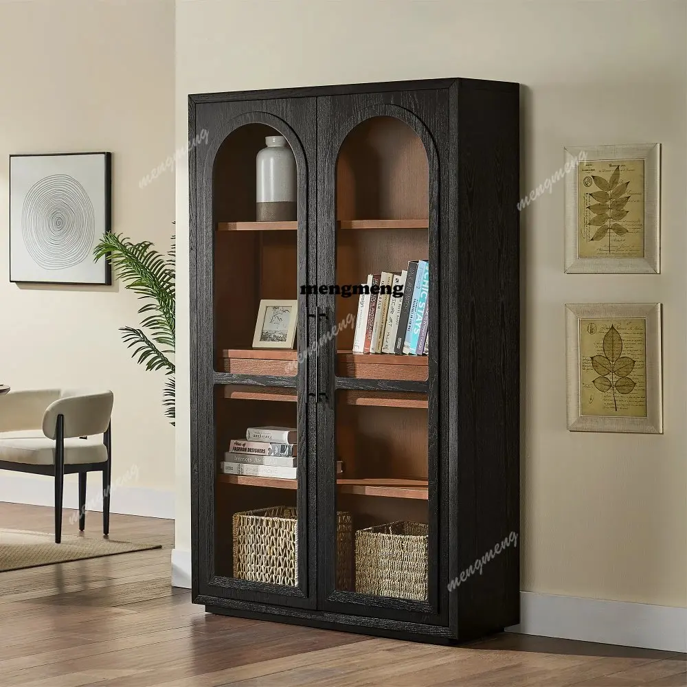 Retro arched glass bookcase medium antique solid wood floor storage display cabinet living room study office storage cabinet
Retro arched glass bookcase medium antique solid wood floor storage display cabinet living room study office storage cabinet