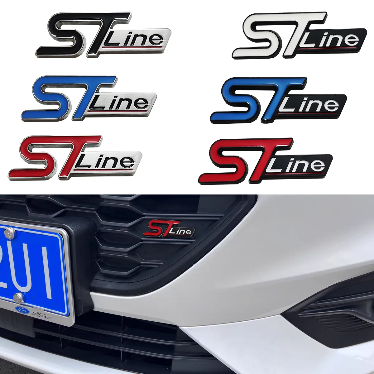 ST-Line metal automotive stickers for the middle grille rear and fender, applicable to Ford Focus, Mondeo, Edge and Explorer
ST-Line metal automotive stickers for the middle grille rear and fender, applicable to Ford Focus, Mondeo, Edge and Explorer