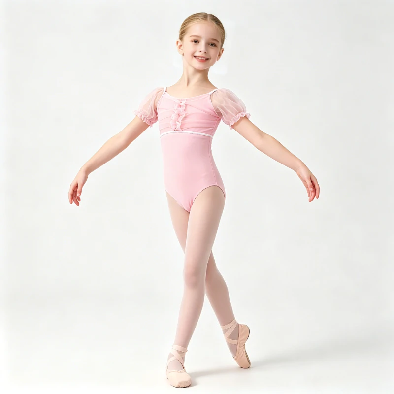 Ballet Leotard with Tulle Puff Sleeves Elegant Ruffle Front, Dance Wear for Practice & Performance,Bodysuit for Daily Wear
Ballet Leotard with Tulle Puff Sleeves Elegant Ruffle Front, Dance Wear for Practice & Performance,Bodysuit for Daily Wear