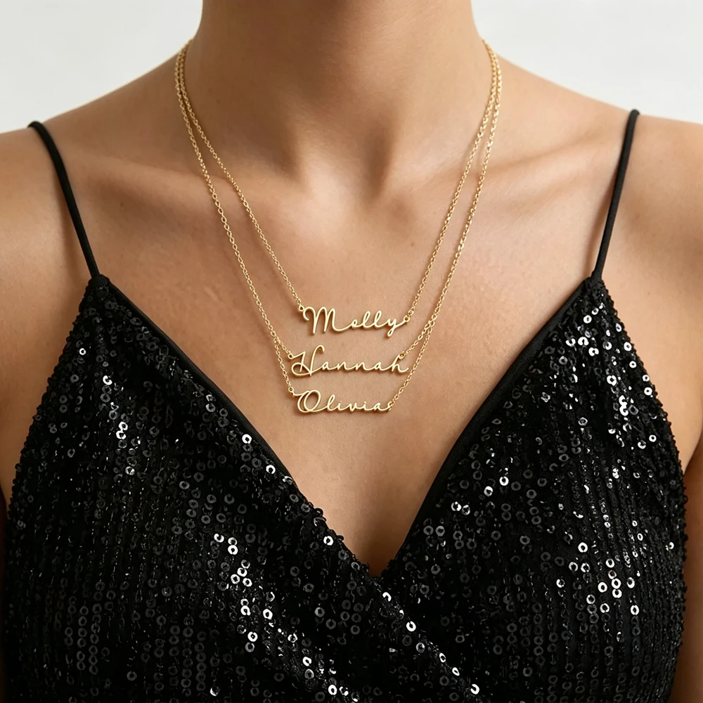 Personalized Cursive Letter Name Necklace Customized Script Pendant Stainless Steel Choker Collar Chain Jewelry Gift For Women
Personalized Cursive Letter Name Necklace Customized Script Pendant Stainless Steel Choker Collar Chain Jewelry Gift For Women