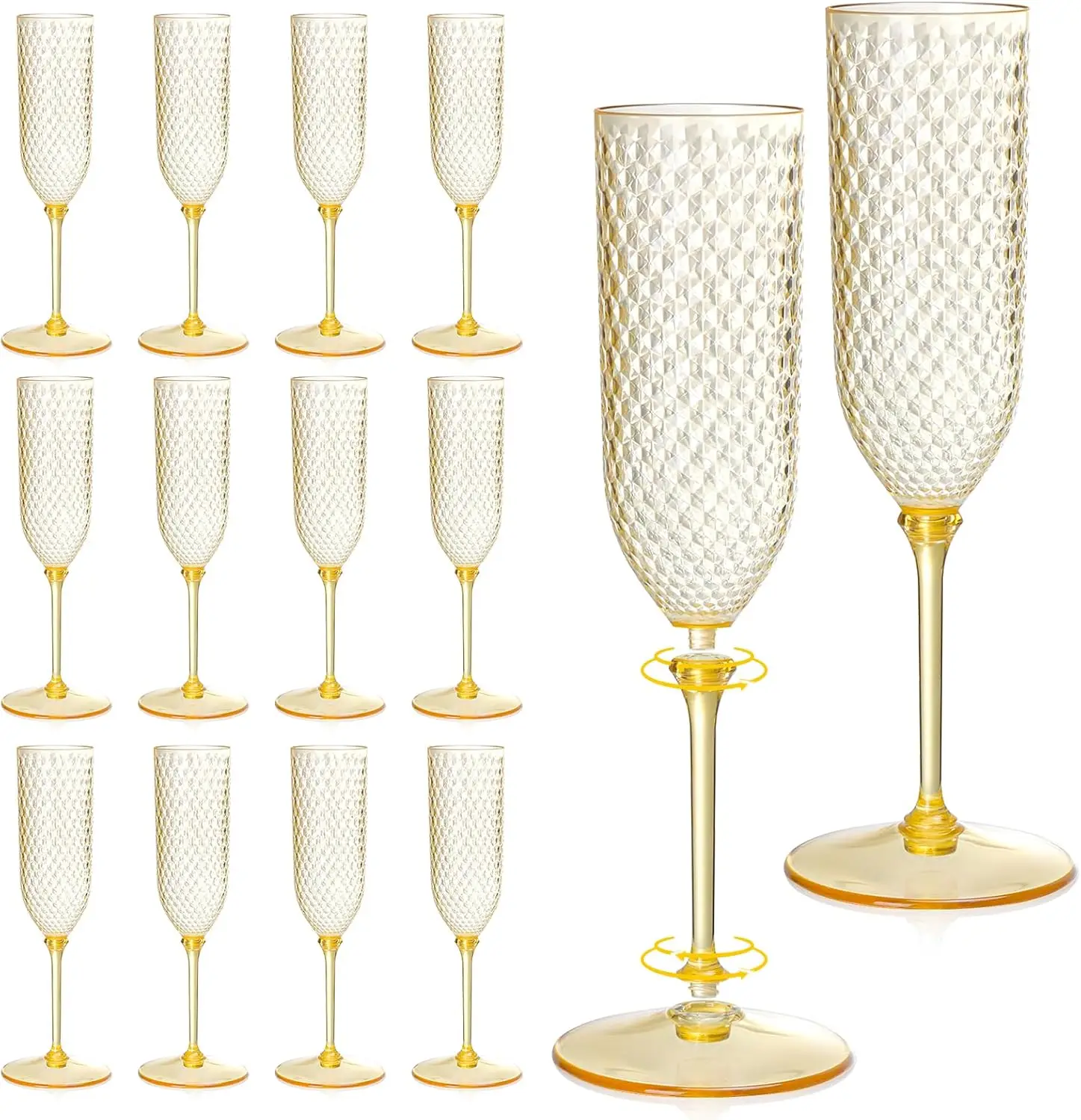 24 Pack Amber Plastic Champagne Flutes, 5.5 Oz Disposable Stemmed Glasses for Wedding & Toasting
24 Pack Amber Plastic Champagne Flutes, 5.5 Oz Disposable Stemmed Glasses for Wedding & Toasting