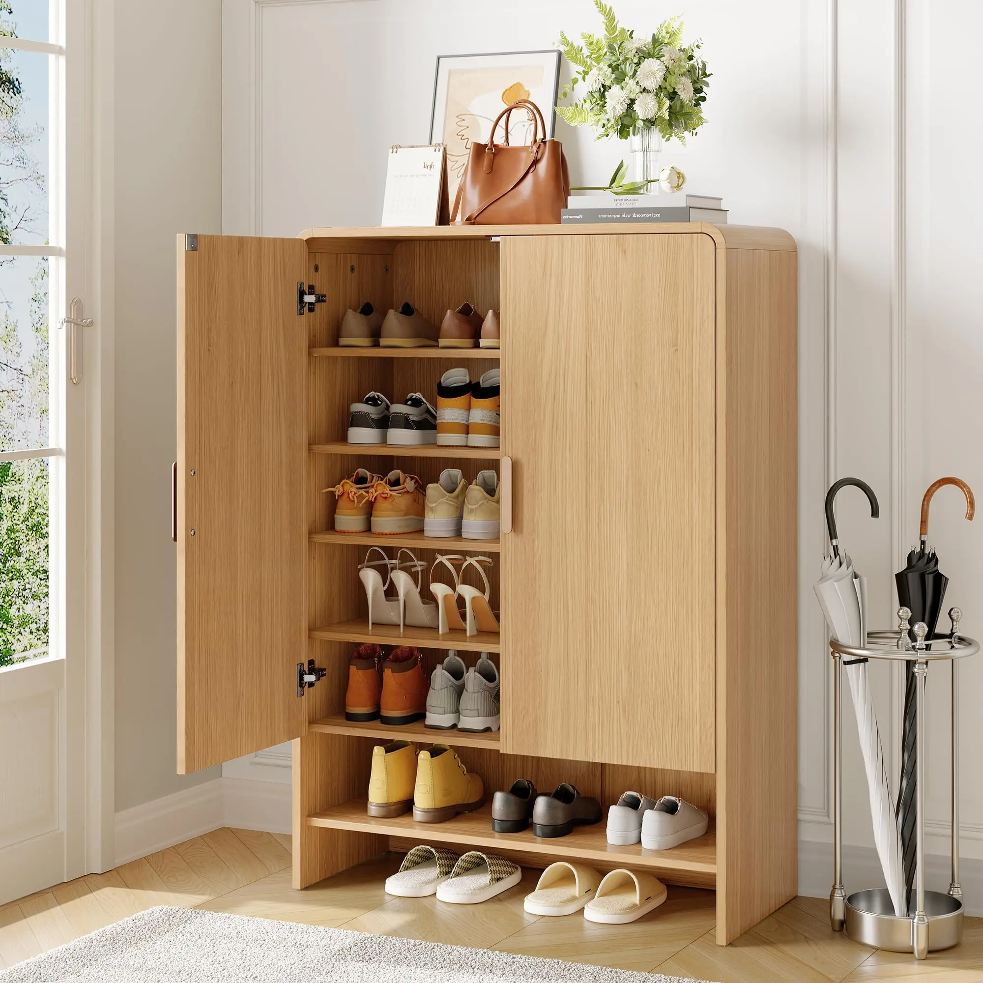 Shoe Cabinet, 6-Tier Shoe Storage Cabinet for Entryway, 45'' Large Wooden Shoe Organizer, Shoe Storage Cabinet with Doors
Shoe Cabinet, 6-Tier Shoe Storage Cabinet for Entryway, 45'' Large Wooden Shoe Organizer, Shoe Storage Cabinet with Doors