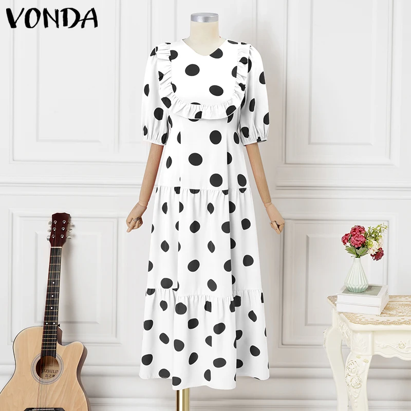 Plus Size Summer Dress VONDA 2025 Women Dot Printed Bohemian Party Ruffled Sundress V-Neck Holiday Vestido Casual Loose Robe 5XL
Plus Size Summer Dress VONDA 2025 Women Dot Printed Bohemian Party Ruffled Sundress V-Neck Holiday Vestido Casual Loose Robe 5XL