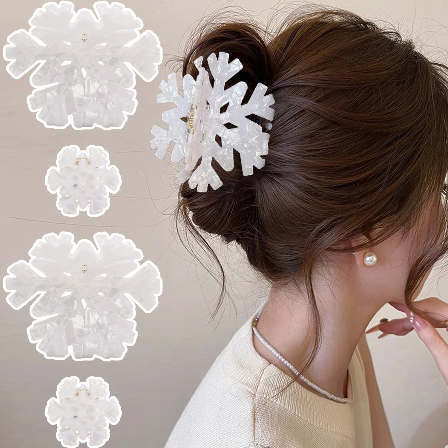 Elegant Women Snowflake Hair Claw Clip Winter Sweet Romantic White Snowflake Hair Clips for Girls Hairpins Snap Clip Accessories
Elegant Women Snowflake Hair Claw Clip Winter Sweet Romantic White Snowflake Hair Clips for Girls Hairpins Snap Clip Accessories