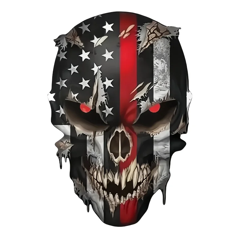 A brave American flag skull sticker - perfect for personalizing your belongings or as a gift.
A brave American flag skull sticker - perfect for personalizing your belongings or as a gift.