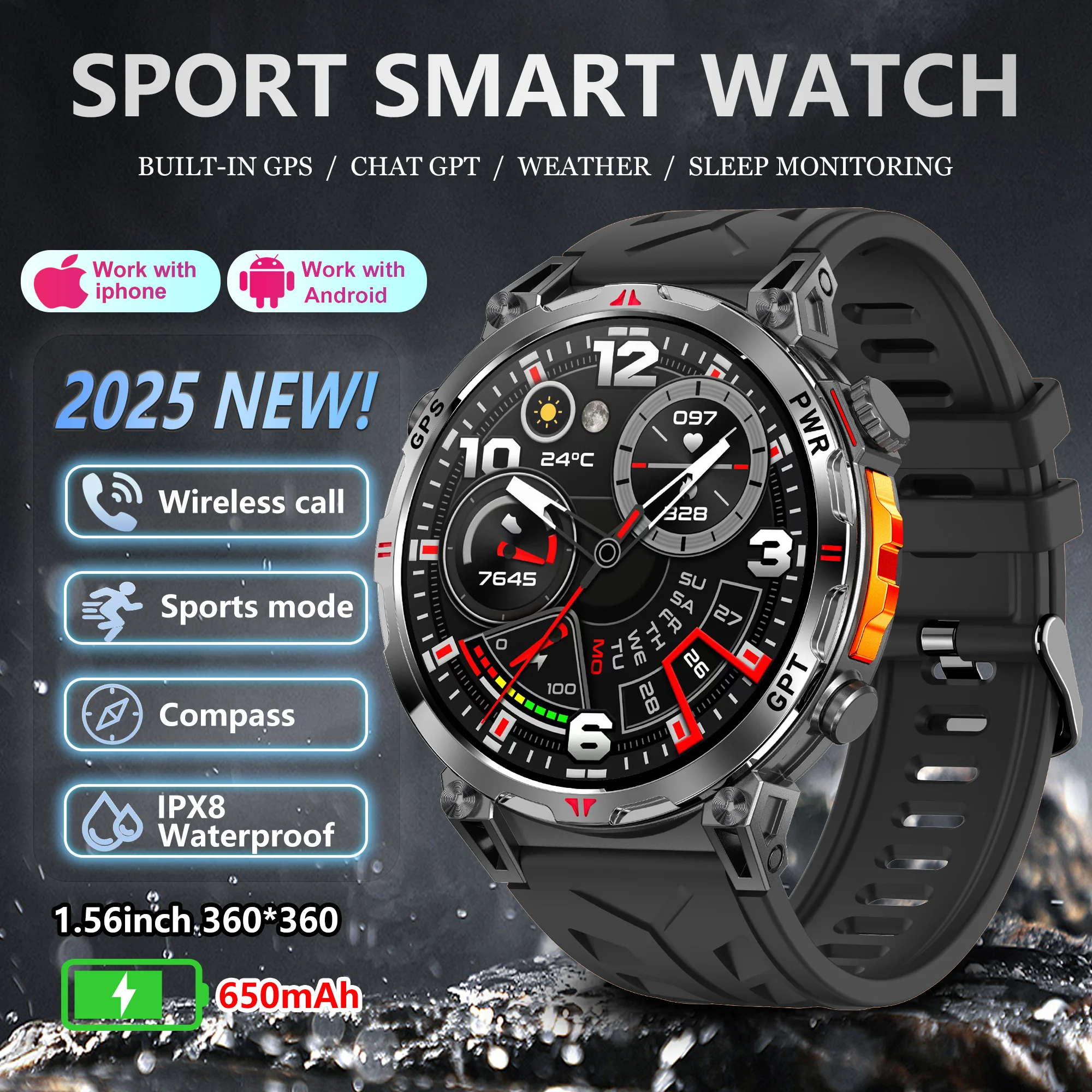 Новые умные часы 2025 поддерживает Bluetooth-вызов, компас CHATGPT, высота, давление воздуха, мониторинг здоровья
Новые умные часы 2025 поддерживает Bluetooth-вызов, компас CHATGPT, высота, давление воздуха, мониторинг здоровья