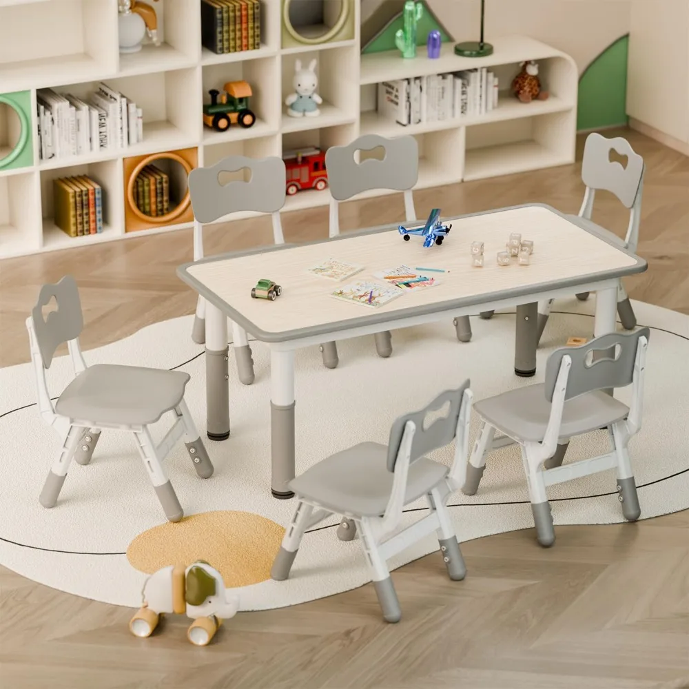 48 Inch Children's 1 Table and 6 Chairs Set, Children's Table and Chairs Set, Toddler Table and Chairs Set, Height Adjustable
48 Inch Children's 1 Table and 6 Chairs Set, Children's Table and Chairs Set, Toddler Table and Chairs Set, Height Adjustable