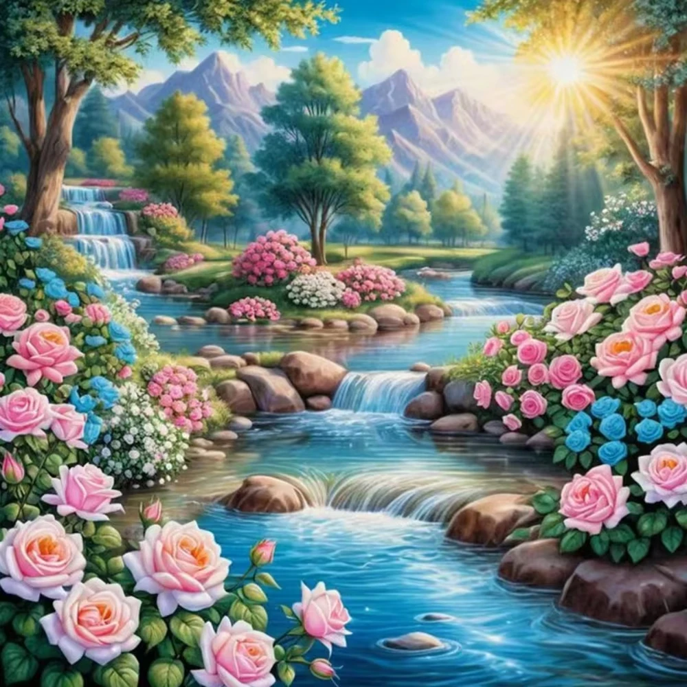 Mountain Stream Rose Garden Landscape Jigsaw Puzzle, Sunny Waterfall Forest Floral Mountain Scenery Wall Decor Gift
Mountain Stream Rose Garden Landscape Jigsaw Puzzle, Sunny Waterfall Forest Floral Mountain Scenery Wall Decor Gift