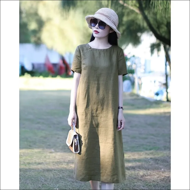 Vintage Summer Beach Cotton Linen Sundress Women Oversize Short Sleeve O Neck Casual Loose Long Dress Female Holiday Robe X1439
Vintage Summer Beach Cotton Linen Sundress Women Oversize Short Sleeve O Neck Casual Loose Long Dress Female Holiday Robe X1439
