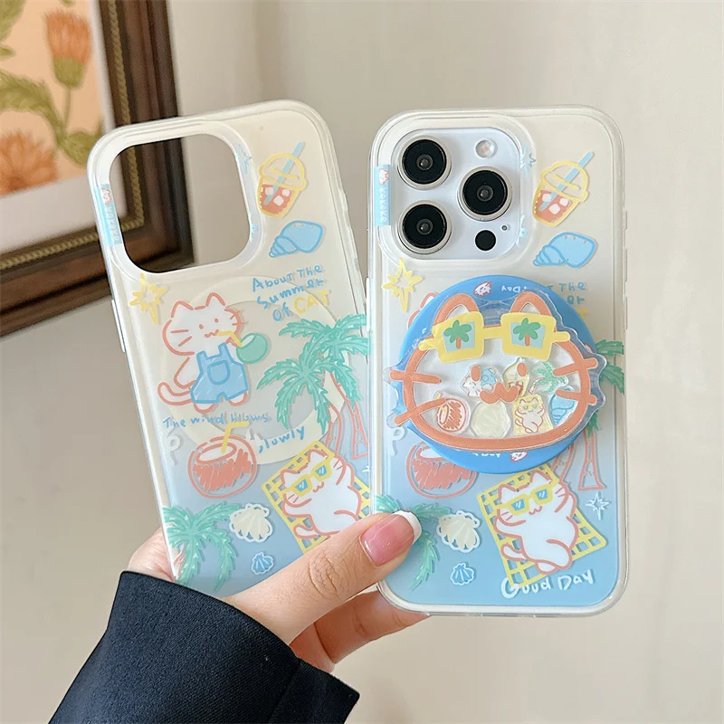 Summer Cute Cat Shaking Stand Holder Magnetic Phone Case For iPhone 16 Pro 14 15 Pro Max 14Pro 16 Promax Cover Cases for Magsafe
Summer Cute Cat Shaking Stand Holder Magnetic Phone Case For iPhone 16 Pro 14 15 Pro Max 14Pro 16 Promax Cover Cases for Magsafe