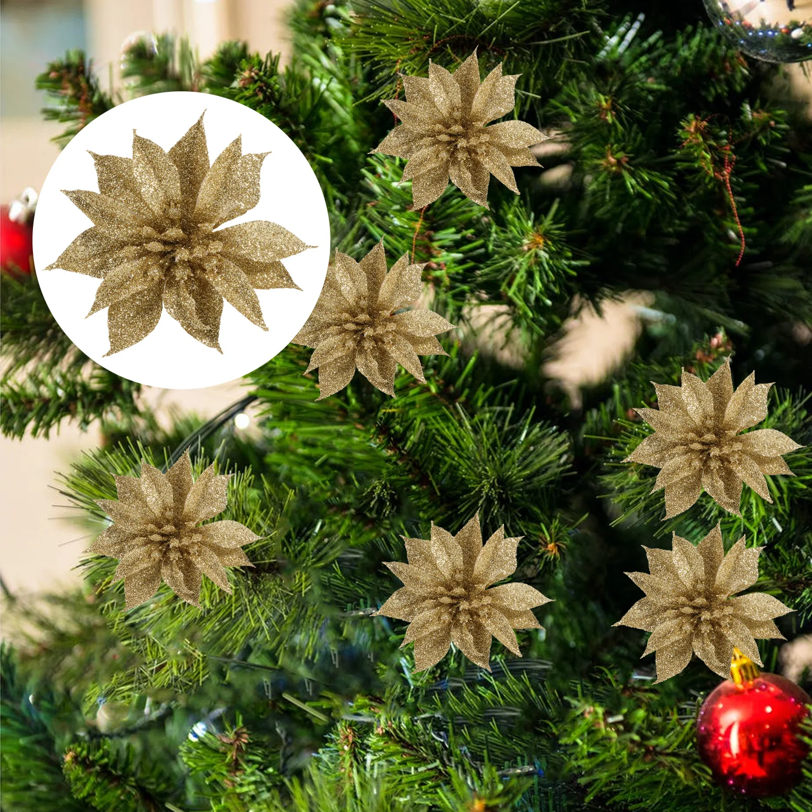 12Pcs Christmas Tree Pendant Glitter Flower Hanging Decoration Xmas Party Supplies Wedding Banquet DIY Craft Reusable Decor
12Pcs Christmas Tree Pendant Glitter Flower Hanging Decoration Xmas Party Supplies Wedding Banquet DIY Craft Reusable Decor