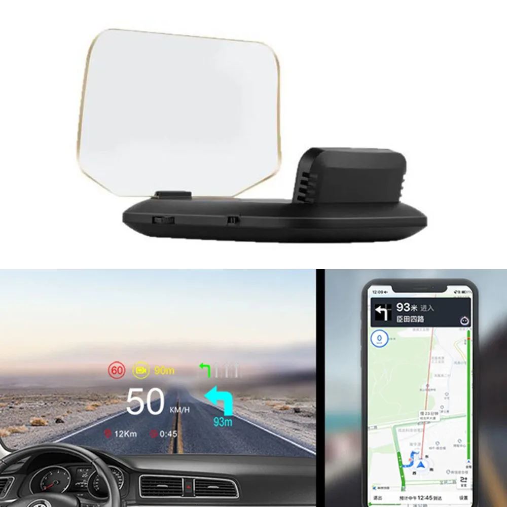 Car Head Up Display HUD OBD GPS 2 in 1 Dual Working System GPS Speedometer Alarm Function Practical Board Computer Speed
