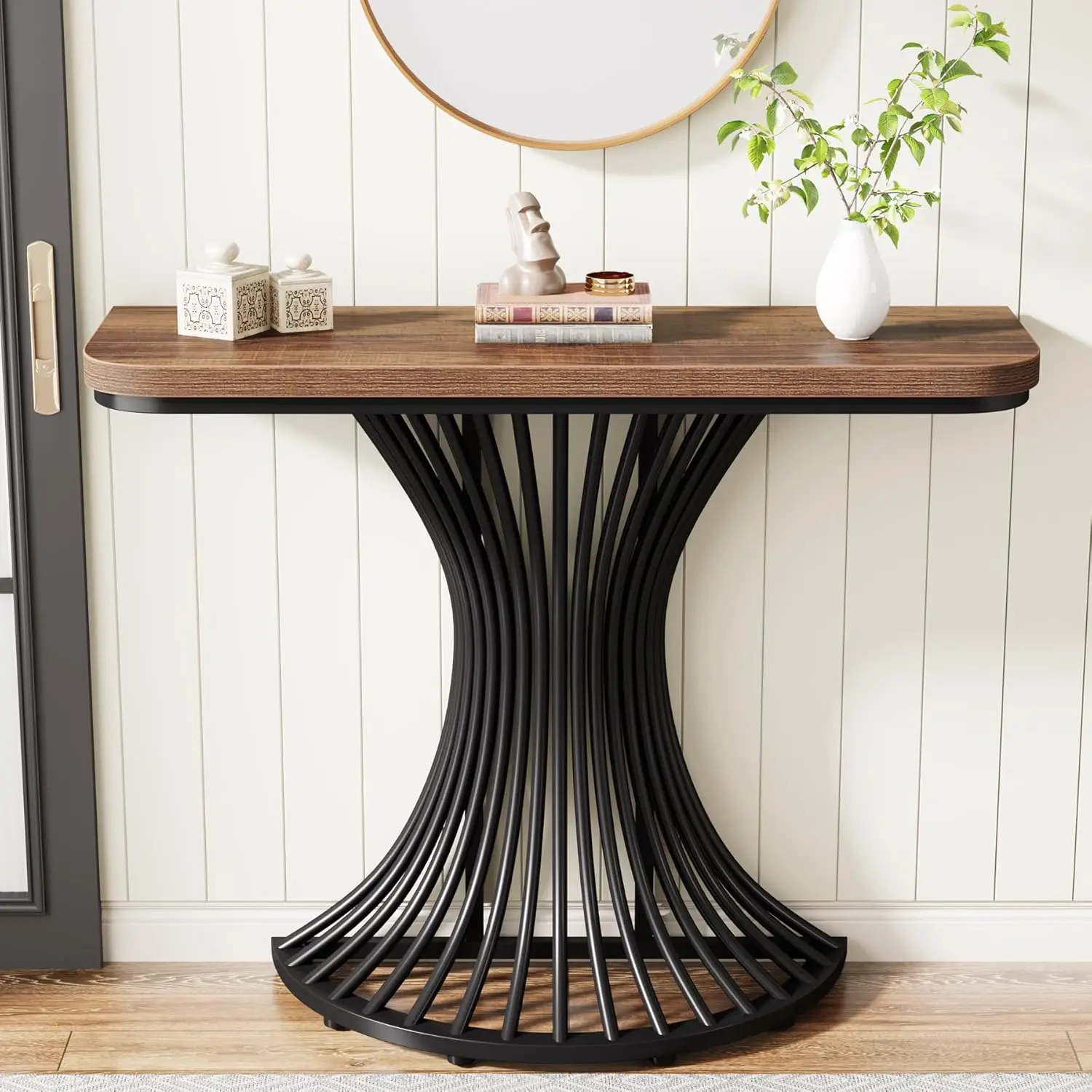 Console Table, Industrial Entryway Table with Geometric Metal Base, 39-Inch Small Sofa Accent Table for Entrance,, Customized
Console Table, Industrial Entryway Table with Geometric Metal Base, 39-Inch Small Sofa Accent Table for Entrance,, Customized